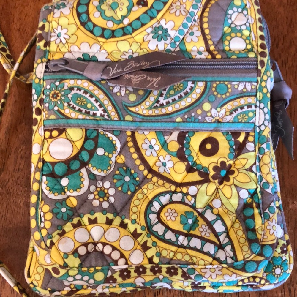 Vera Bradley Yellow and Green Crossbody Bag Quilted Cotton.